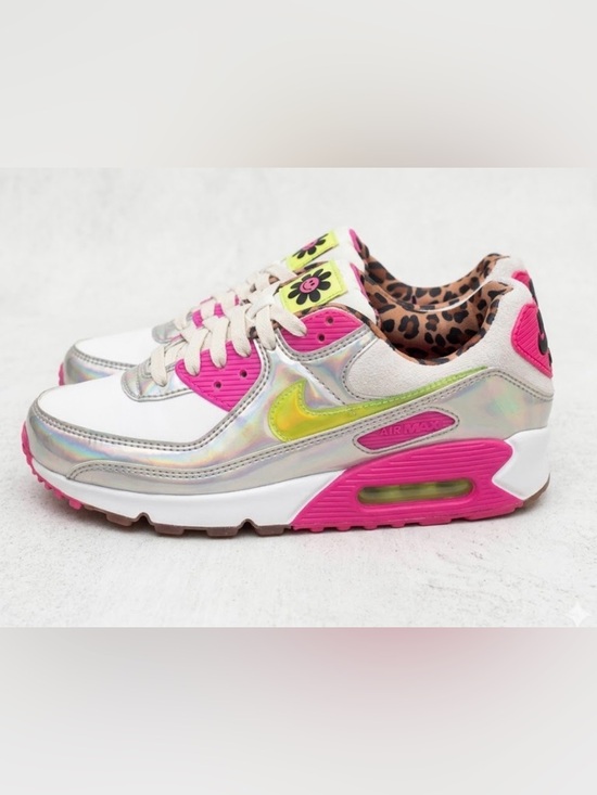Nike Shoes - Worn Nike Air Max Iridescent White with Hot Pink & Neon Yellow Accents